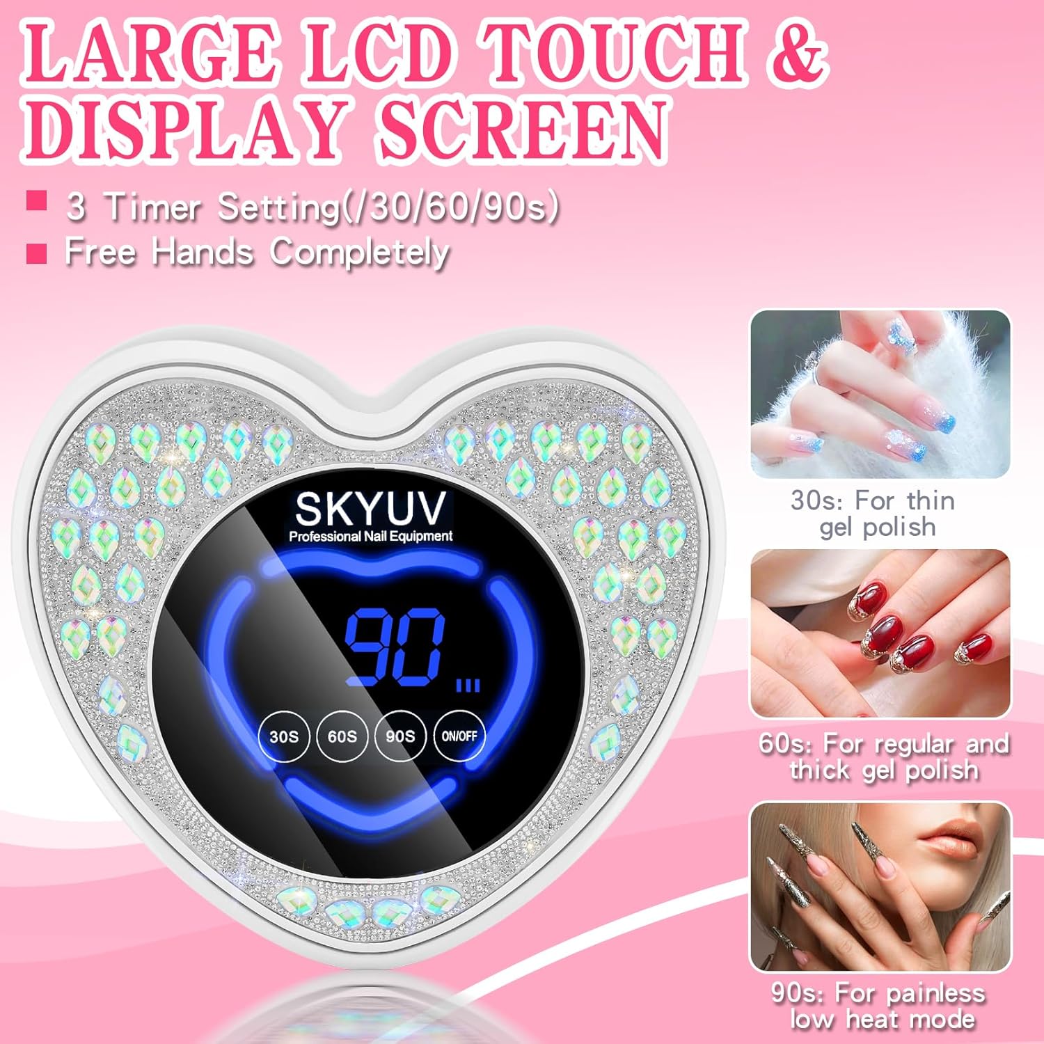 UV LED Nail Lamp, Rechargeable Cordless Nail Dryer for Gel Polish, UV Nail Light with 45 Beads, Professional Quick Dry Curing Lamp with 3 Timers Setting for Salon and Home