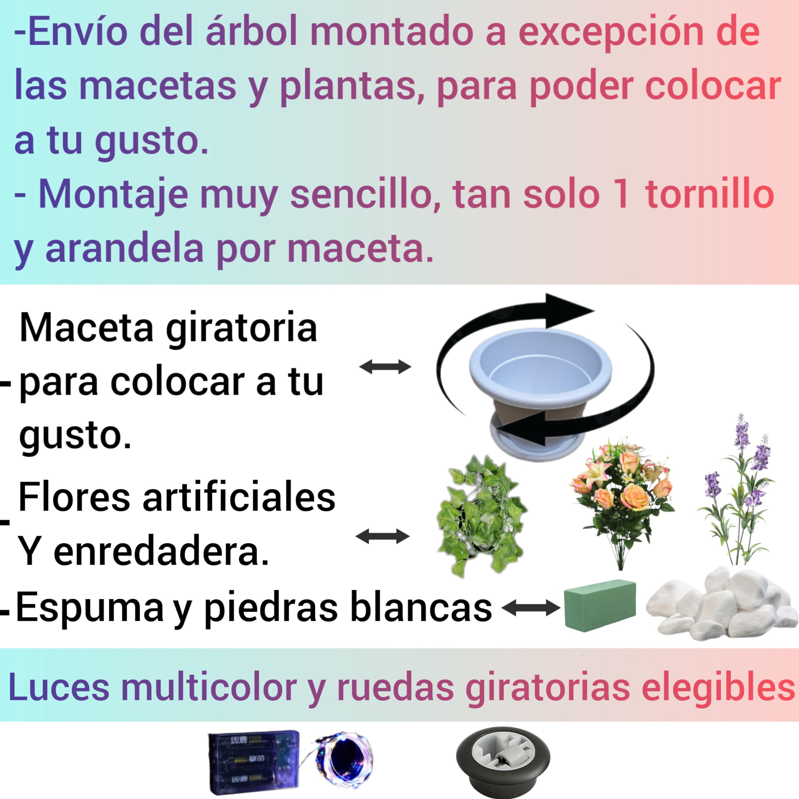 Árboles/macetero artesanales, complemento lujoso de decoración, adorno navideño para el hogar, luces navideñas, regalo aniversario, san valentín, CALIDAD PREMIUM. (A) árbol + luces