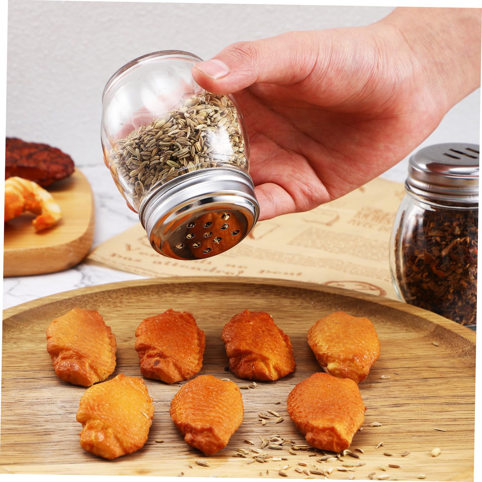 GLEAVI 10 piezas Botellas de Condimentos Transparentes con Dos Tipos de Tapas Saleros y Pimenteros Portátiles para Cocina Hogar y Barbacoa Exterior