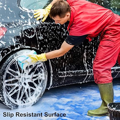 Miniatura 4 de VEVOR Suelo de garaje, azulejos de suelo entrelazados duraderos, paquete de 50, azulejos de garaje antideslizantes con placa de diamante, soporta