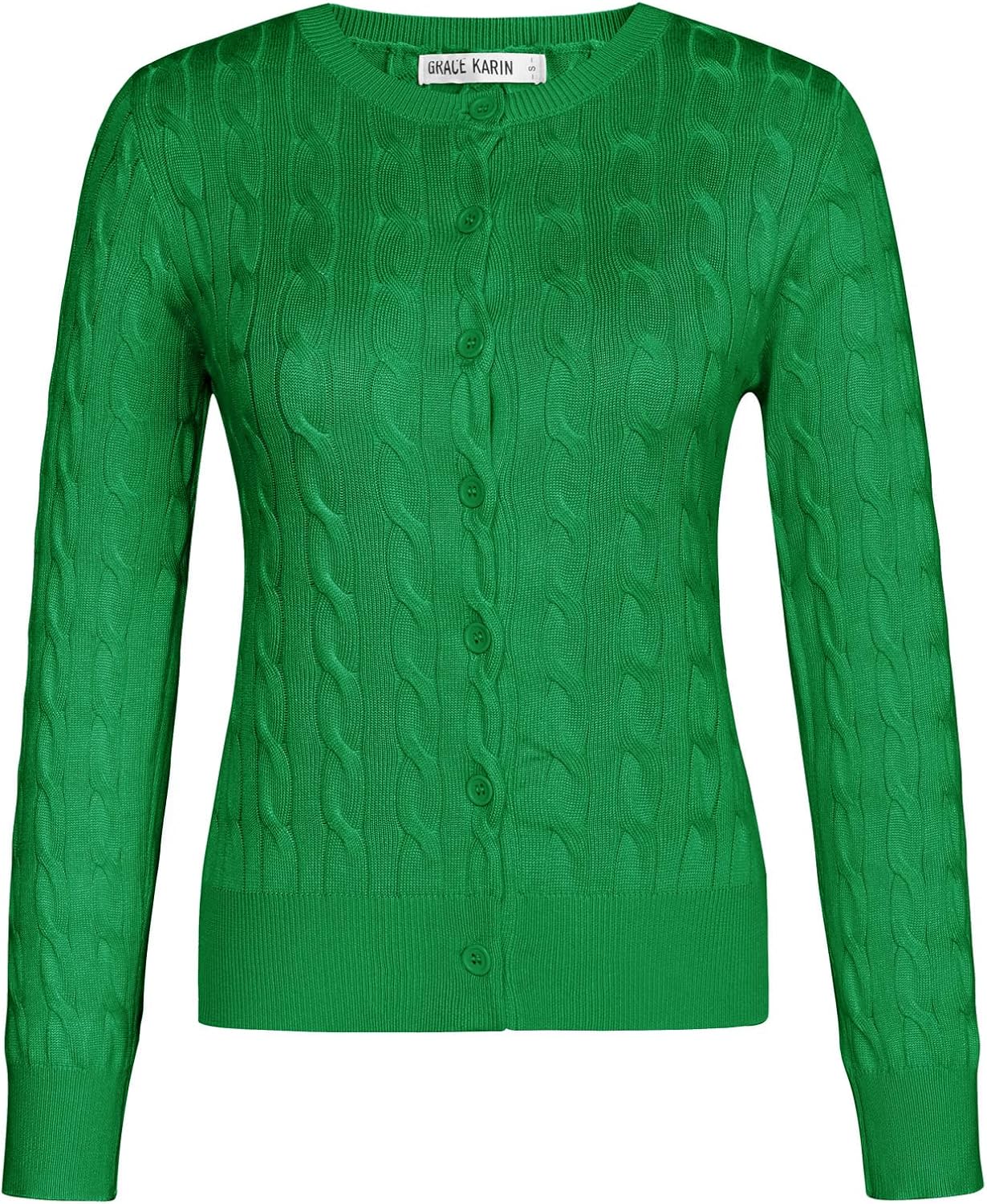 GRACE KARIN Womens Long Sleeve Button Up Cable Knit Cardigan Lightweight 2026 Crewneck Button Down Sweaters for Women - Image 5