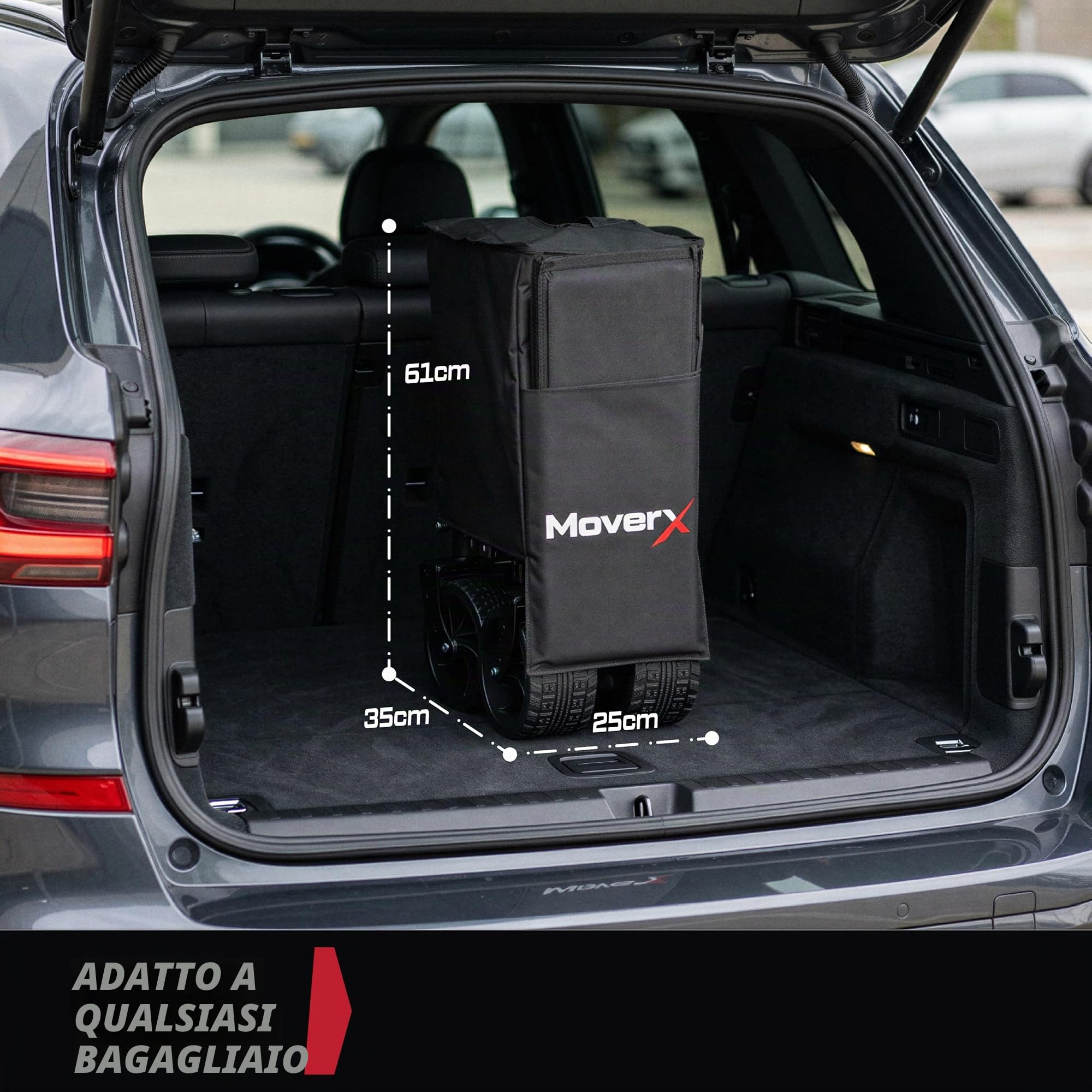 MoverX Carrello da 200 litri, pieghevole, portatile, per campeggio, spiaggia, giardino, picnic, shopping, pesca, ruote larghe, manico regolabile, nero