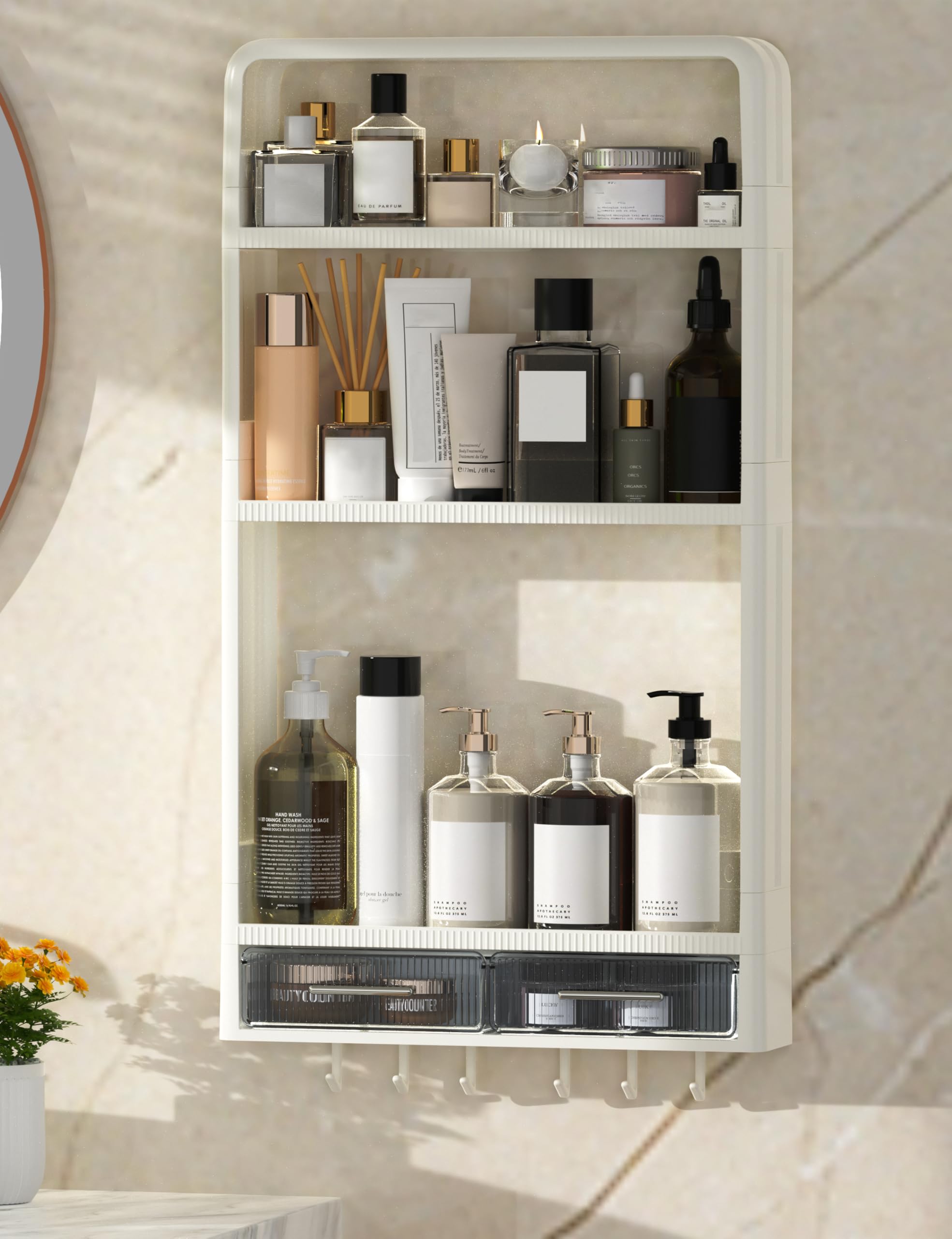 GloTika 浴室シャワー キャディー 2 引き出し、4 層バス棚大容量 Amazon｜GloTika 浴室シャワー キャディー 2 引き出し、4 層バス