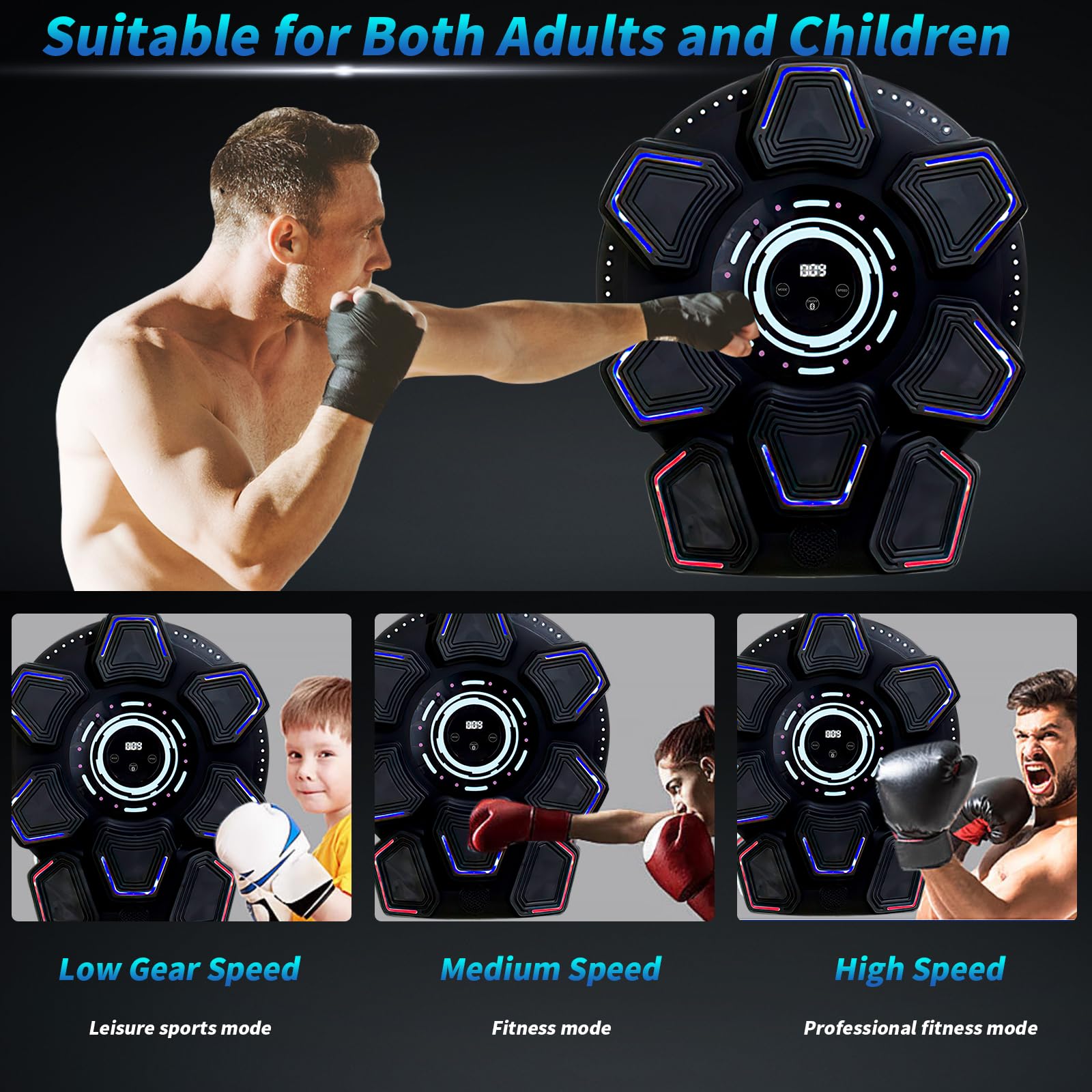 Music Boxing Machine für Erwachsene, Wandmontierte LED Licht Bluetooth Musikboxing Maschine