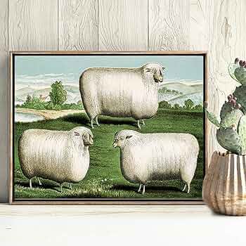 昭和レトロ 羊と子羊の水墨画 木製フレー厶 絵画 色紙 イラスト 壁飾り 昭和レトロ 羊と子羊の水墨画 木製フレー厶 絵画 色紙 イラスト