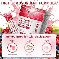 Vista 2 de NAD 1000mg líquido 30 paquetes, suplemento líquido NAD, suplementos NAD para mujeres, ribósido de nicotinamida y resveratrol premium, aumenta