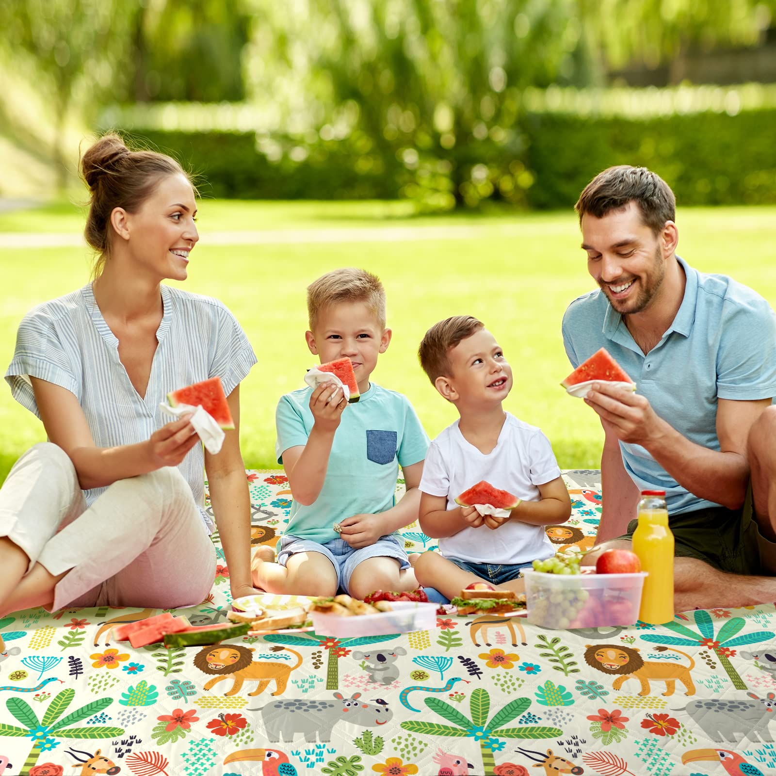 Grande coperta da picnic da zoo impermeabile pieghevole, 200x200 cm Coperte da esterno portatile compatto tappeto erboso accessori da campeggio per spiaggia viaggi a prova di sabbia