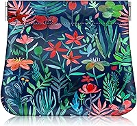 Vista 11 de Fintie - Monedero a presión, de cuero PU, monedero para cambio para mujer, Hibisco floreciente., Moda