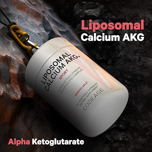 Miniatura 3 de Codeage Suplemento AKG de calcio liposomal, ácido alfa cetoglutarato puro, suministro de 2 meses, entrega liposomal para biodisponibilidad, hueso,
