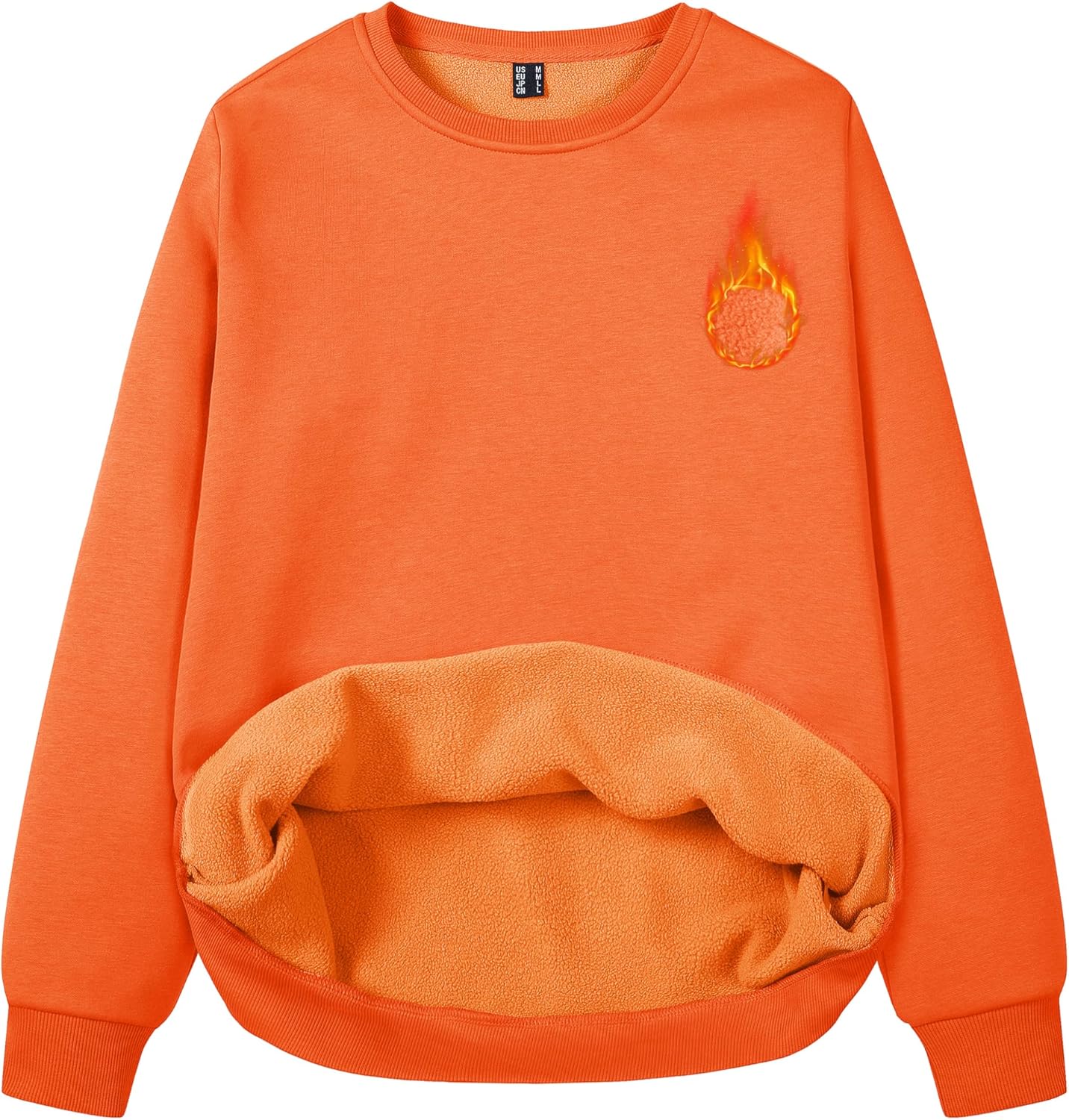 MAGCOMSEN Women's Fleece Lined Sweatshirt Crewneck Cotton Pullover Fall Winter Casual Long Sleeve Warm Soft Tops
