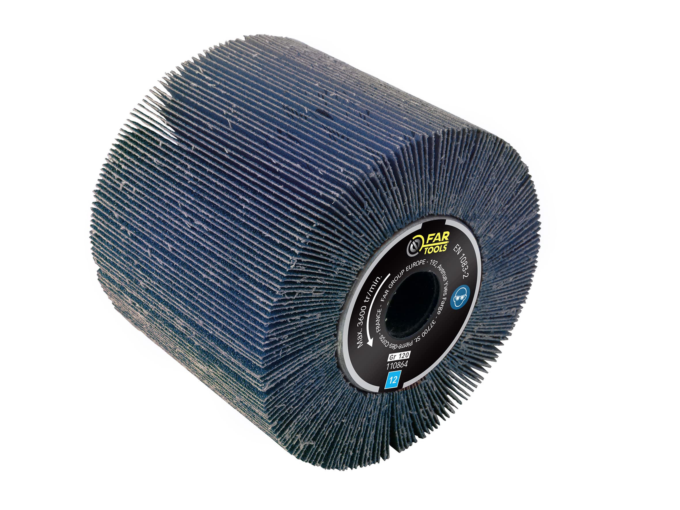 Bürste für Schleifscheiben, Zirkonia, Körnung 120, 120 mm – L100 mm, zum Schleifen von Holz oder Metall