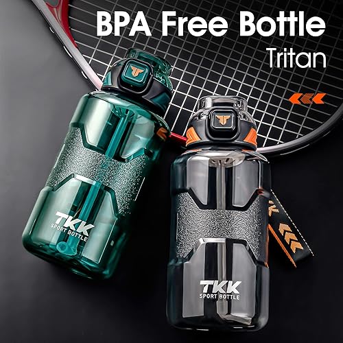 Miniatura 4 de TKK Botella de agua deportiva de 50 onzas, botella de agua de medio galón con pajilla, botella de agua de plástico de gran capacidad, apta para