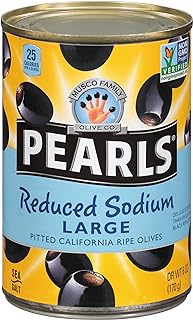 Pearls Reduced-Sodium Ripe Black Pitted Large Olives, (1) 6-Ounce Can