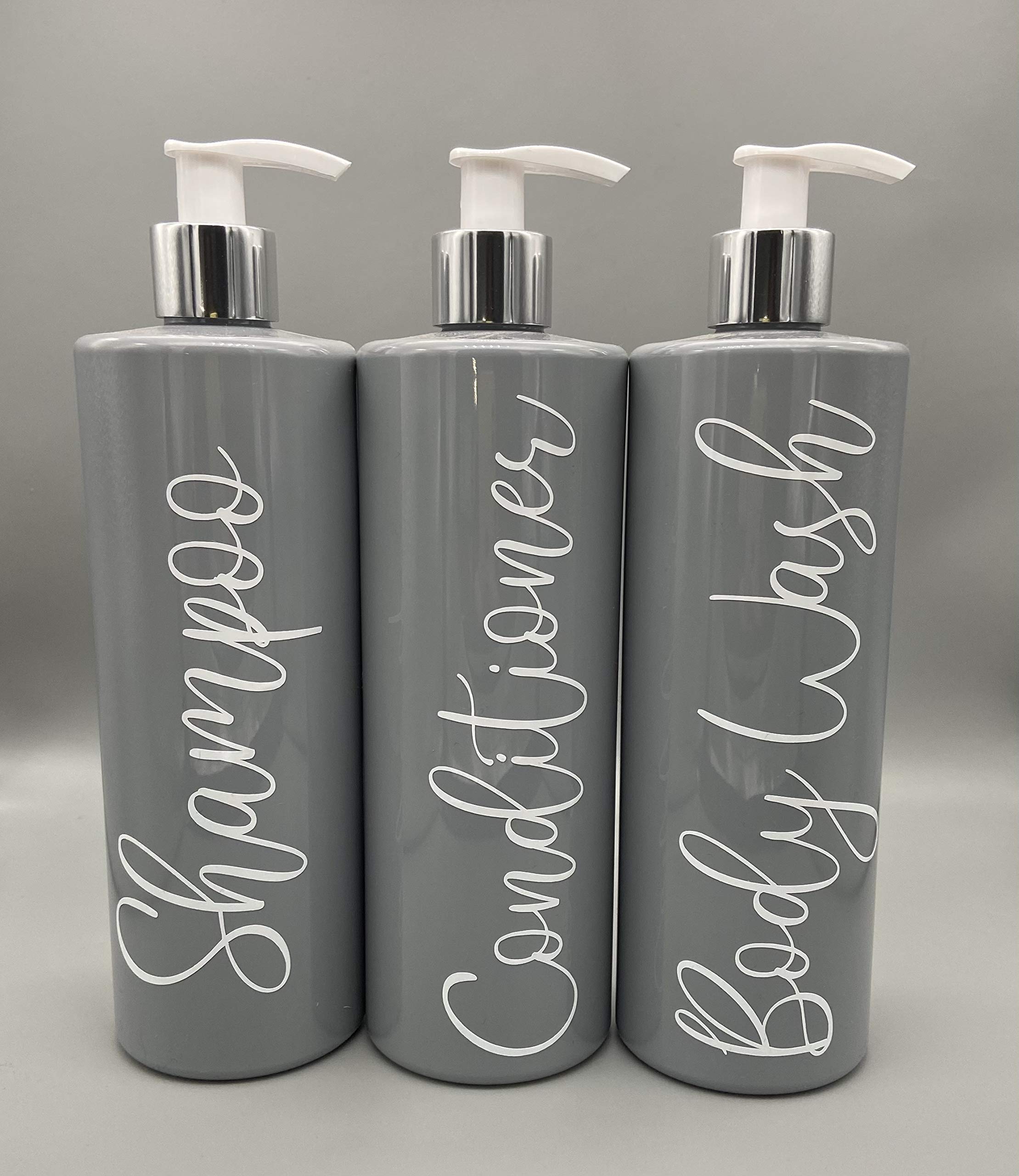 Buy Refillable Bottles Pump 500ml Grey Bathroom Shampoo Conditioner Mrs