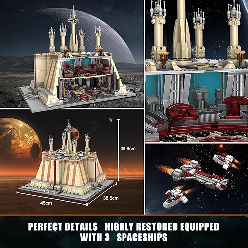 Miniatura 3 de WLOXBKF Jedi-Tempel - Kit de construcción de galaxia para adultos, Imperial Star Destroyer City coleccionable, modelo de palacio imperial para