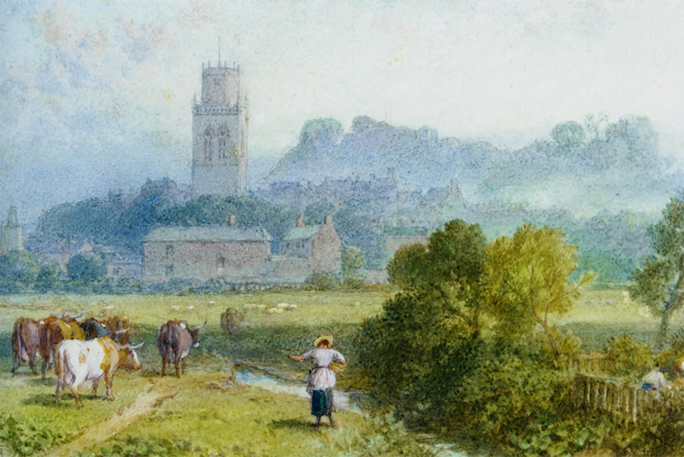 ARTXLXXBN Famous Painting Art Wall Decor Abstract Art Picture Pontefract Castle by Myles Birket Foster R.w.s. Animal Pictures for Home Decor 60x90cm