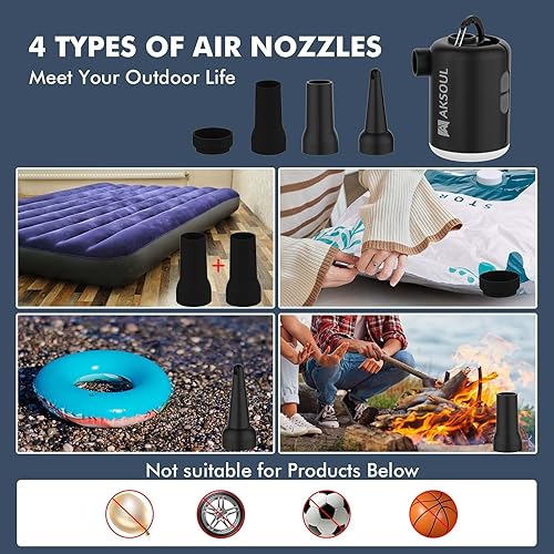 Miniatura 6 de AKSOUL Bomba de aire portátil para inflables batería recargable de 1600 3600 mAh y bombas eléctricas alimentadas por pilas AA para colchón de aire,
