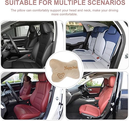 Miniatura 8 de Milisten Almohada transpirable de algodón para el cuello, 2 piezas, almohada de algodón para reposacabezas y cuello, almohada suave para asiento de