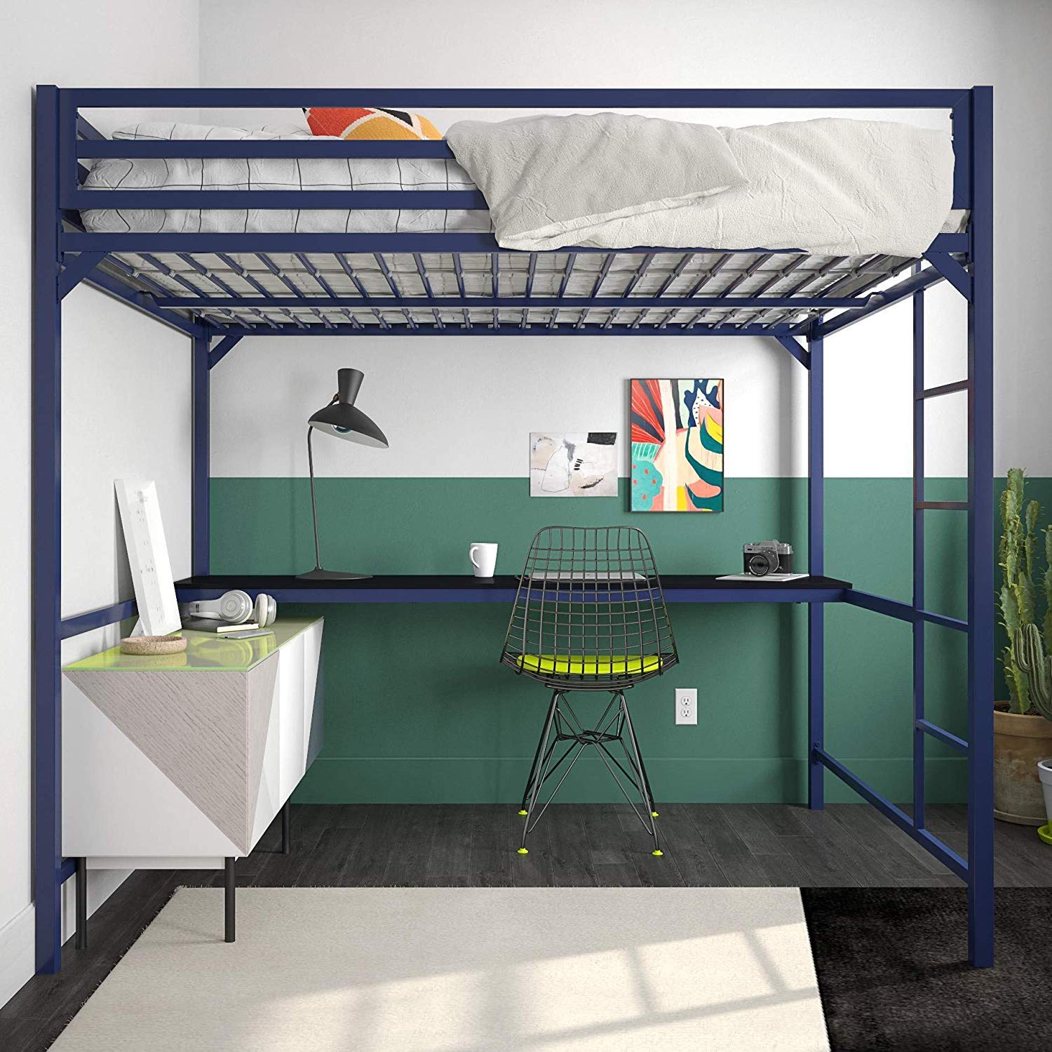 Miles Metal Bed- Blue, with Included Desk Mattress not Included & Recommended Mattress Size: 75 X 48 inches-image-6