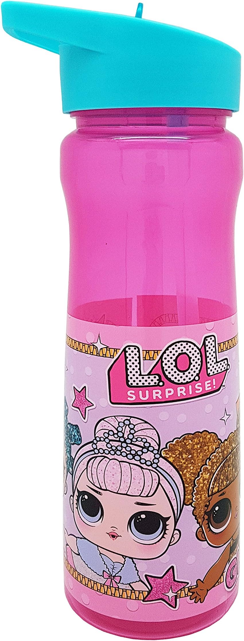 Lol Surprise Reusable 600ml PP Water Bottle with Straw for Kids-Official Merchandise by Polar Gear Drinking School Nursery Sports Picnic BPA Free, Plastic, Pink