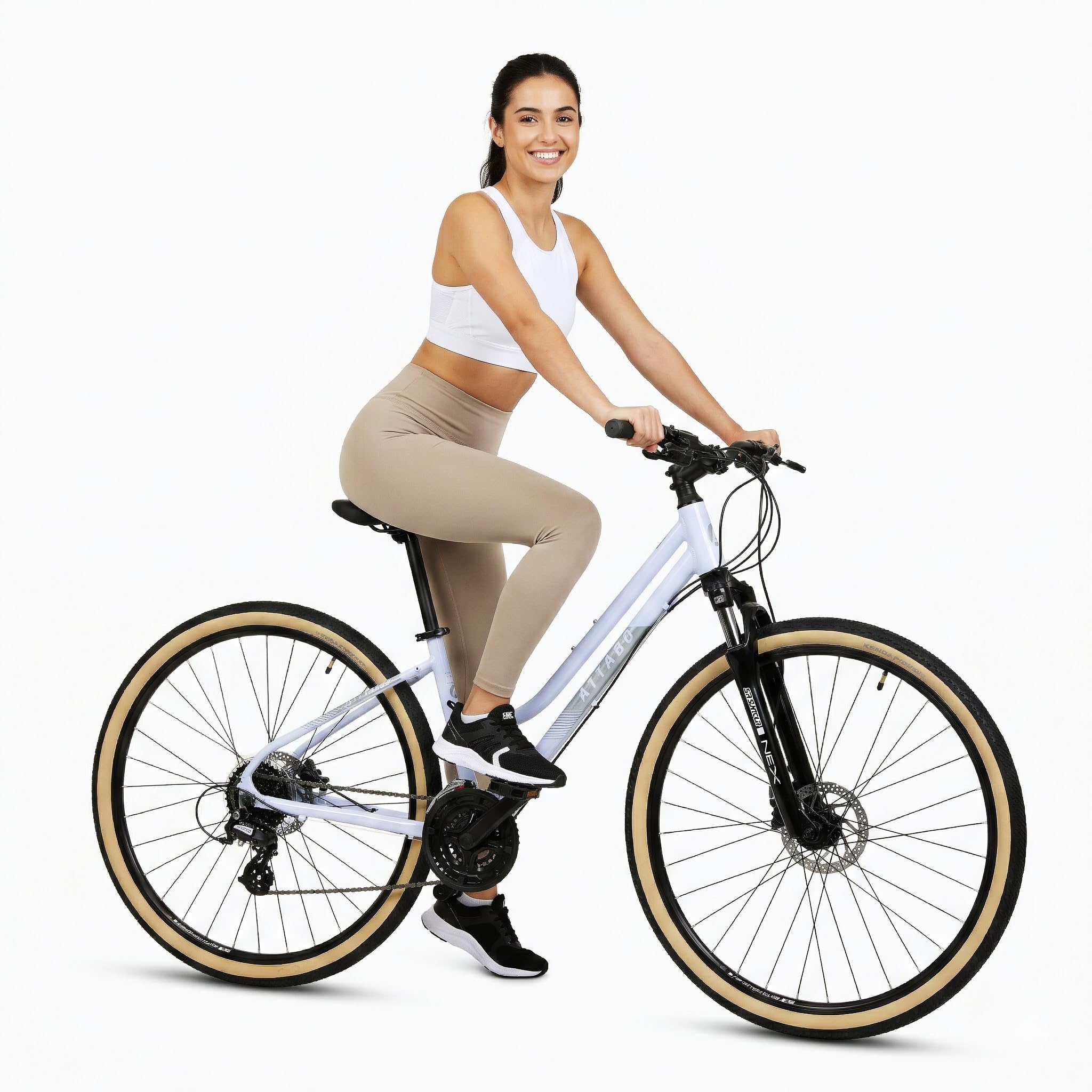 ATTABO SANO 3.0 Damen Crossbike 28 Zoll, Aluminiumrahmen, 24-Gang Shimano Schaltung, SR Suntour Federgabel, hydraulische Scheibenbremsen