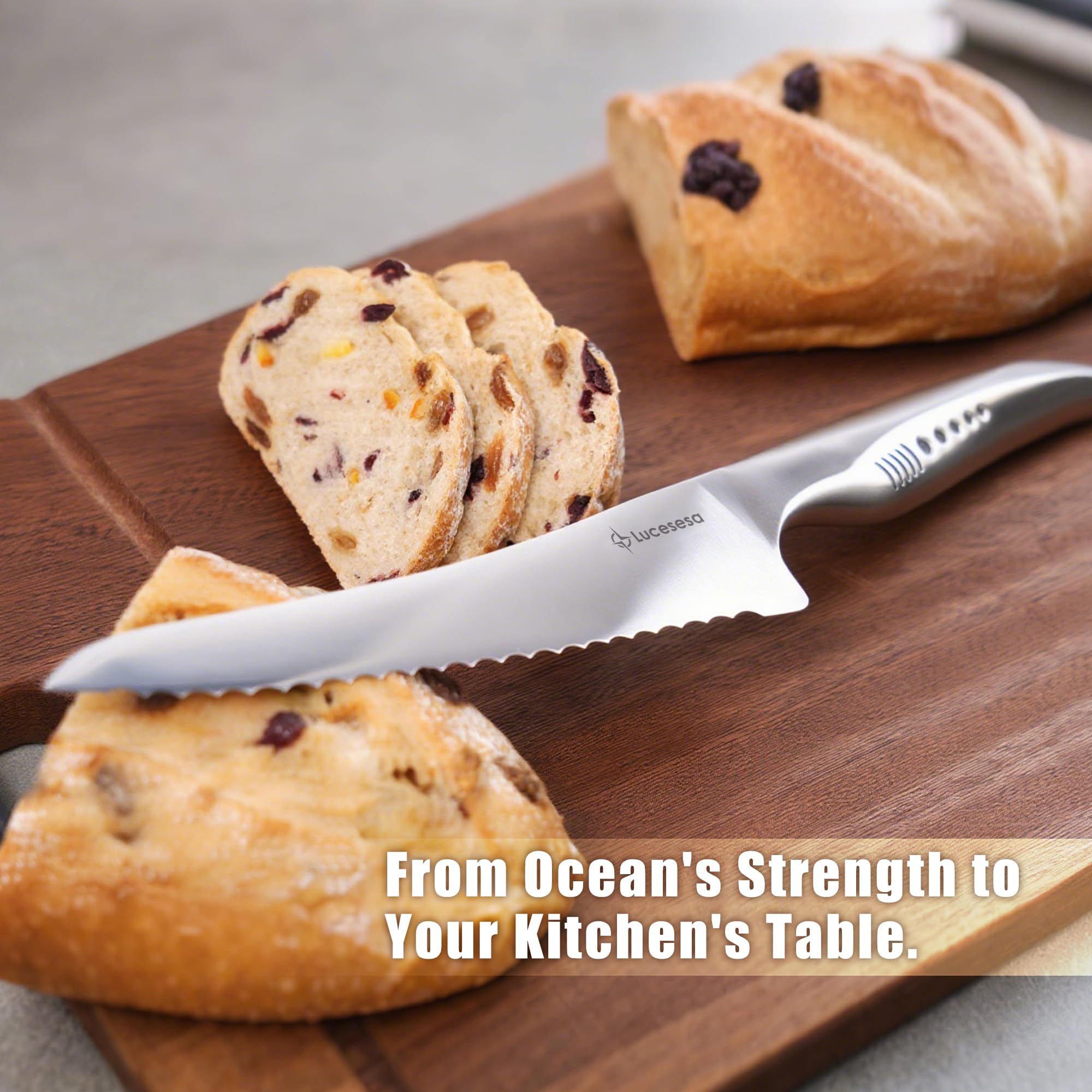 8" Bread Knife - Sharp Serrated for Sourdough & More -7