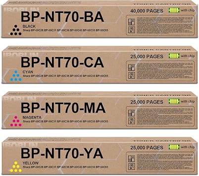 BP-NT70 Toner Cartridge BP-NT70BA BP-NT70CA BP-NT70MA BP-NT70YA | Replacement for Sharp BP-50C26 BP-50C31 BP-70C36 BP-70C45 BP-70C55 BP-70C65 BP-50C36 BP-50C45 BP-50C55 BP-50C65 BP-70C31