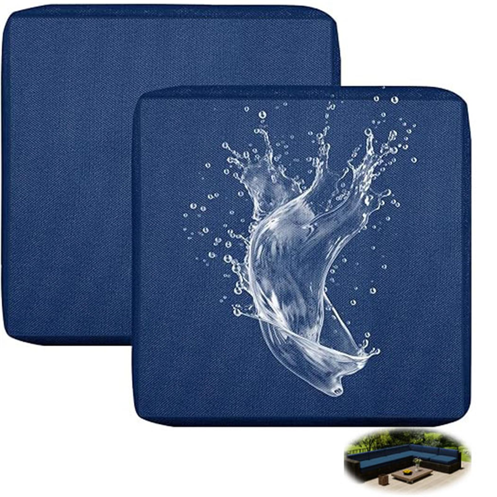 1/2/4 Pcs Patio Cushion Covers Waterproof – Outdoor Rattan Furniture Cushion Replacement Slipcovers with Zipper for L-Shaped Garden Sofa or Corner Couch (Navy,33x65cm 2 pcs)