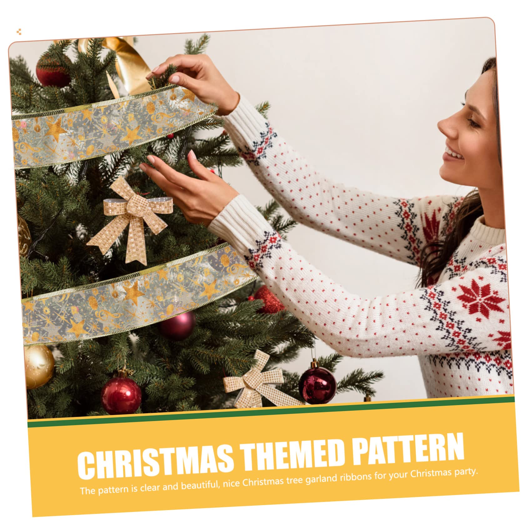 4rollen Rollendes Weihnachtsbaum-girlandenband Dekoratives Doppelschichtiges Satinband Gold Für -projekte Hochzeiten Und Festliche Dekorationen