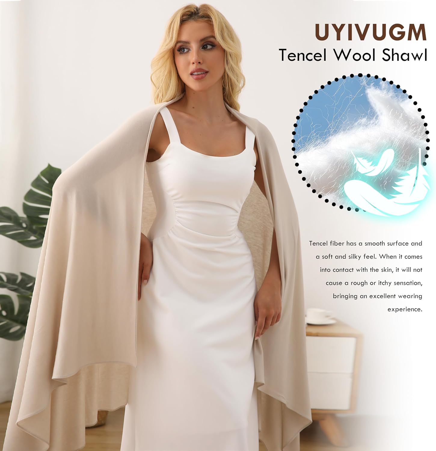 Tencel Shawl Wraps 70 x 35in Travel Essentials Lightweight Pashmina for Travel Blanket Scarf UPF 50+ - Image 2