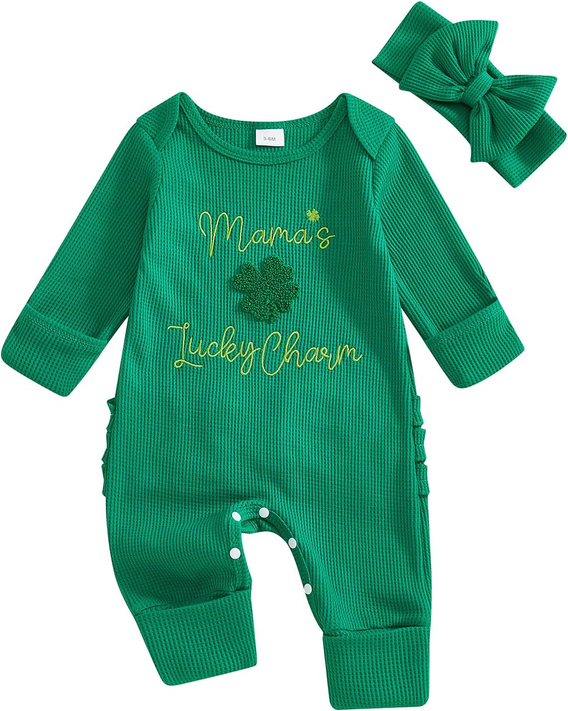 My First First St Patricks Day Baby Girl Outfit Newborn Lucky Clover Jumpsuit Romper Cute Infant Spring Clothes
