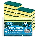 HOMEXCEL Sponges Kitchen 12pcs, Heavy Duty Sponges for Dishes, Scrub Cleaning Sponge for Non-Coated Cookware, Dishes, Pots, Pans, Dual Sided Dish Sponge for Kitchen, Household, Bathroom and More
