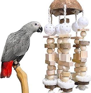 Bird Chewing Toy for Parrots, Bite Toy for African Grey Cockatoos Amazon Parrots Large and Medium Size Parrots, Bird Toys for Cage, Parrot Toys Made of Natural Wooden Blocks (Plain)