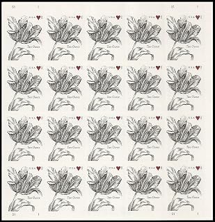 Vintage Tulip Sheet of 20 Two-Ounce Rate U.S. Postage Stamps