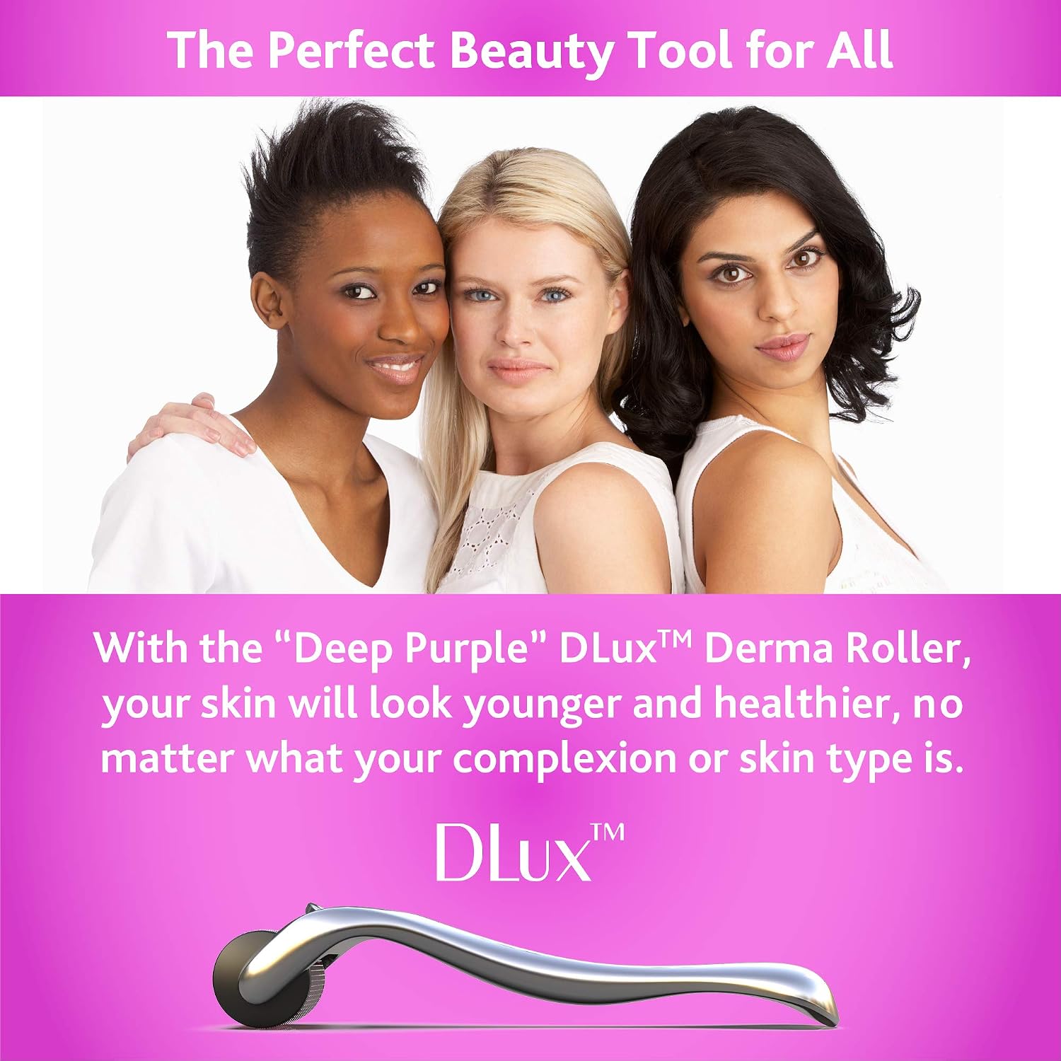 Microneedle Derma Roller with Protective Kit :: New 2018 Model :: Stainless Steel 0.25mm Microneedles :: 540 Exfoliating Needles :: Micro Roller for Face Hair and Acne :: "Deep Purple" Beauty Roller