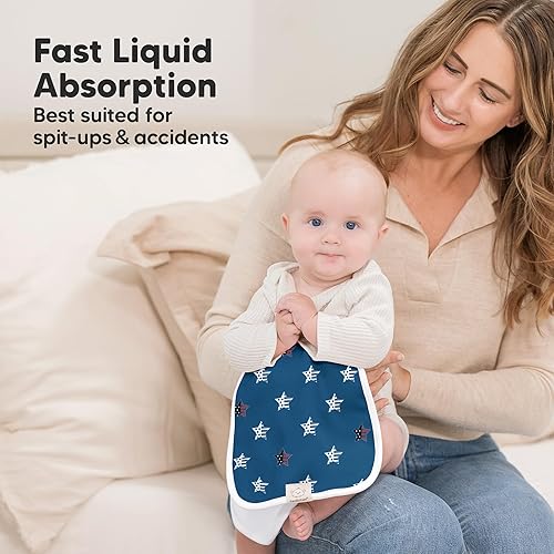 Vista 78 de Paños orgánicos para eructos para bebés niños y niñas, paquete de 5 paños de algodón súper absorbentes para bebés, trapos suaves y afelpados