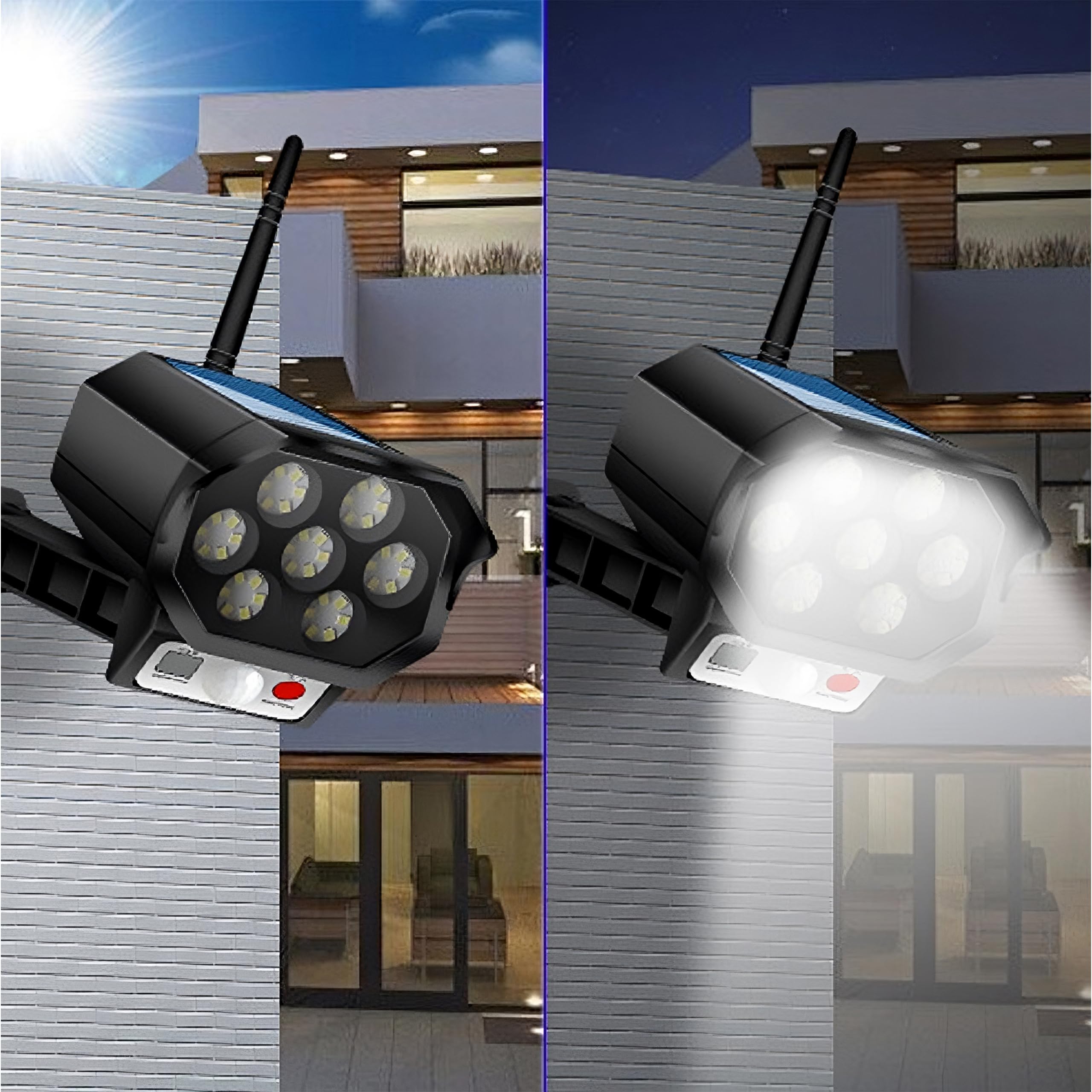 Retoo Finta Telecamera di Sorveglianza Esterna CCTV con Luce LED Solare Pannello Solare a Parete