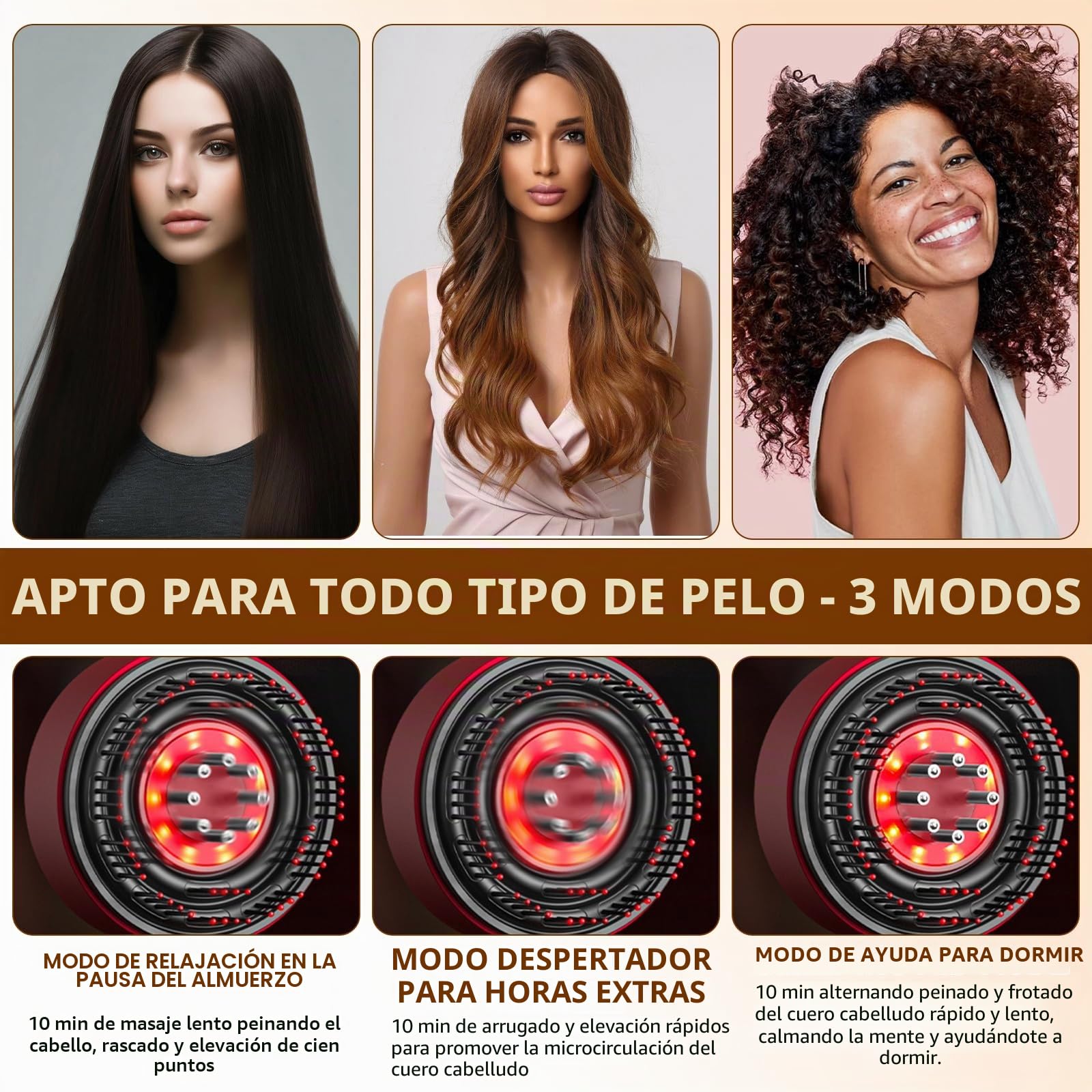 Masajeador de cuero cabelludo eléctrico WingFly con terapia de luz roja, cepillo masajeador para el cabello y el cuero cabelludo y aplicador de aceite para el cabello, peine de masaje para la cabeza