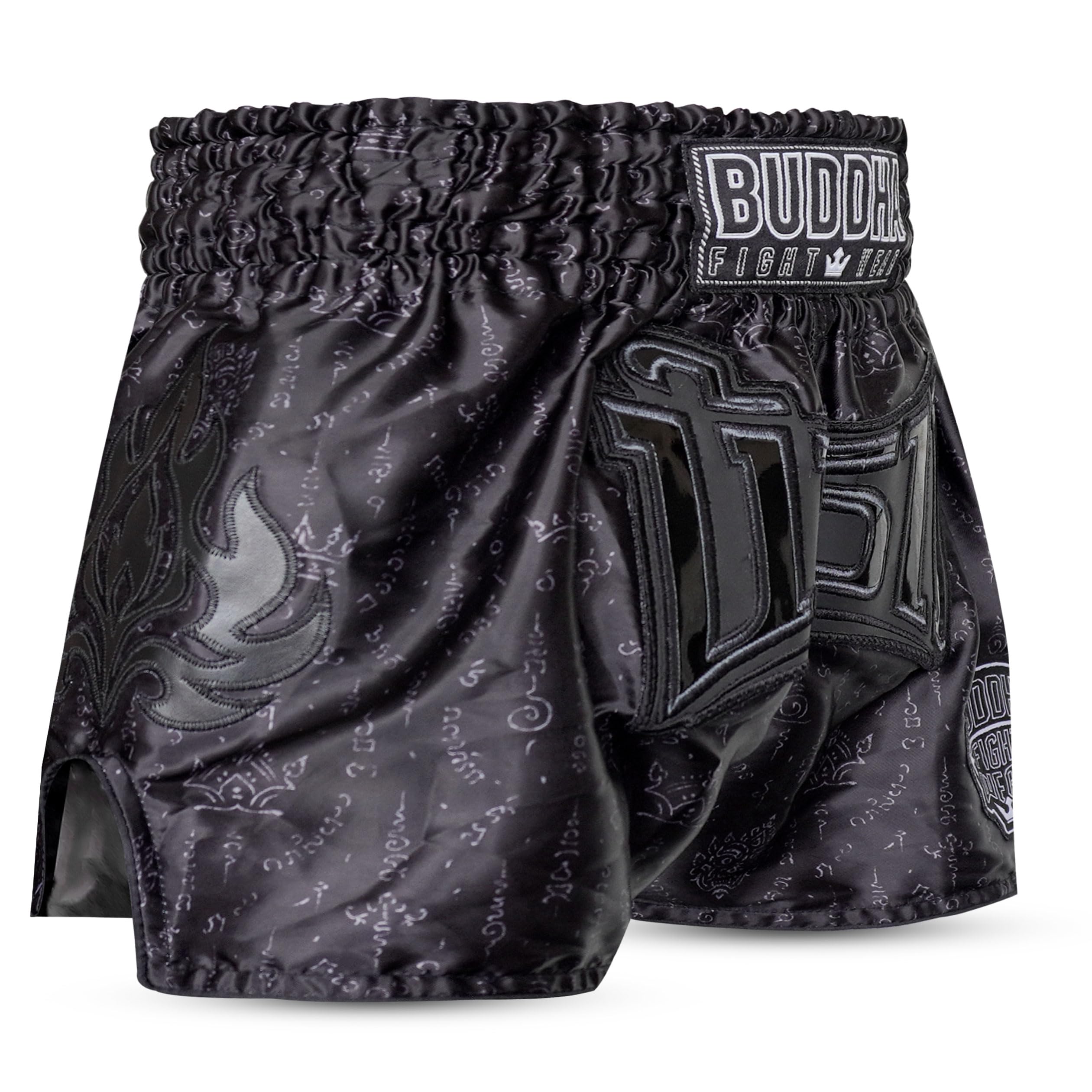 Buddha Fight Wear Pantalón Muay Thai y Kick Boxing Kanok – Short Profesional en Satén Premium, Diseño Multicolor, Ligero y Resistente.