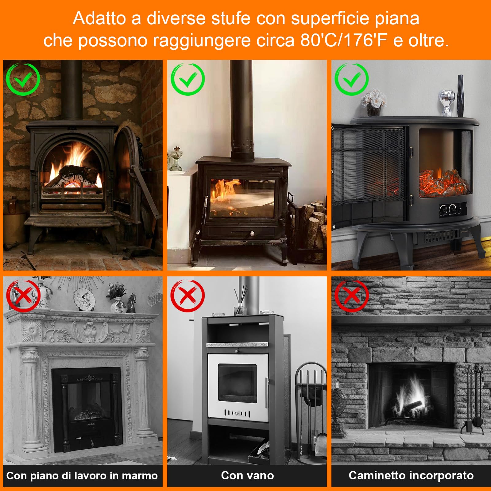Ventole per stufe camino, Ventilatore Per Camino A Legna, ventilatore a 6 pale, ventilatore per caminetto a 6 pale, ventilatore per stufa a legna/stufa da cucina/caminetto/stufa a gas