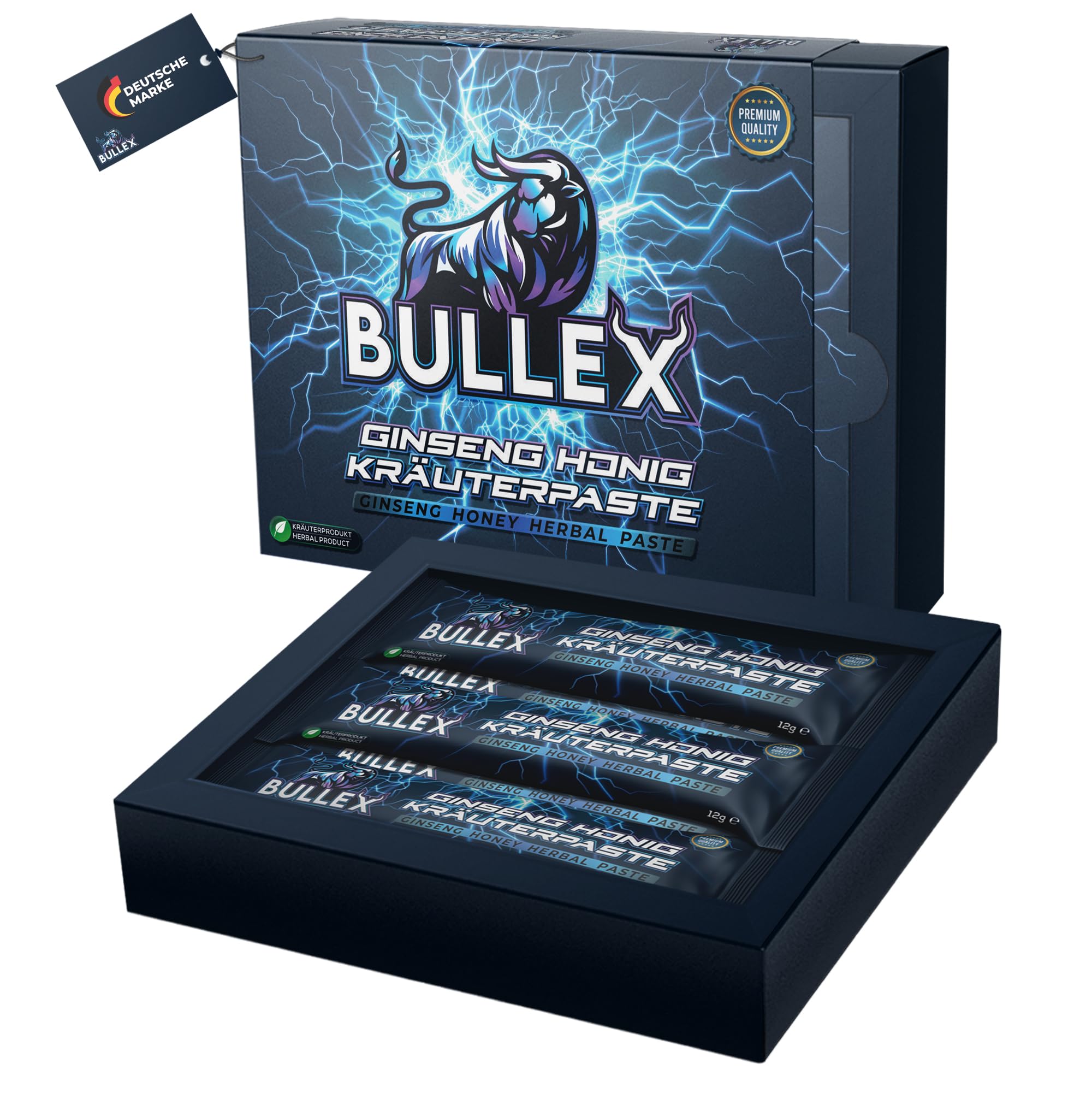 BULLEX Natürliches Präparat für Mann – Herbal Blend Paste Extra Stark für Männer – Gel für den aktiven Mann hochdosiert mit Ginseng – 6x 12 Gramm rezeptfreie Macun Honig Beutel (BU-LLEX-SET6FBM)