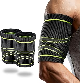 Bicep Tendonitis Brace for Pain Relief, (1Pair) Bicep Tendonitis Compression Sleeve for Muscle Strains Recovery, Arm Supports Sleeve for Workouts (L)