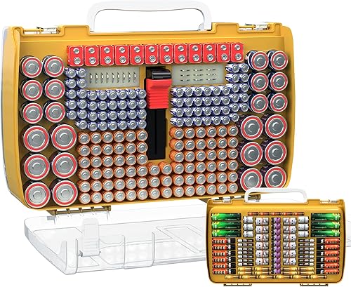 Estuche organizador de baterías de gran capacidad 269 con probador, contenedor de soporte de batería de doble cara para pilas AA AAA AAAA C D 9V
