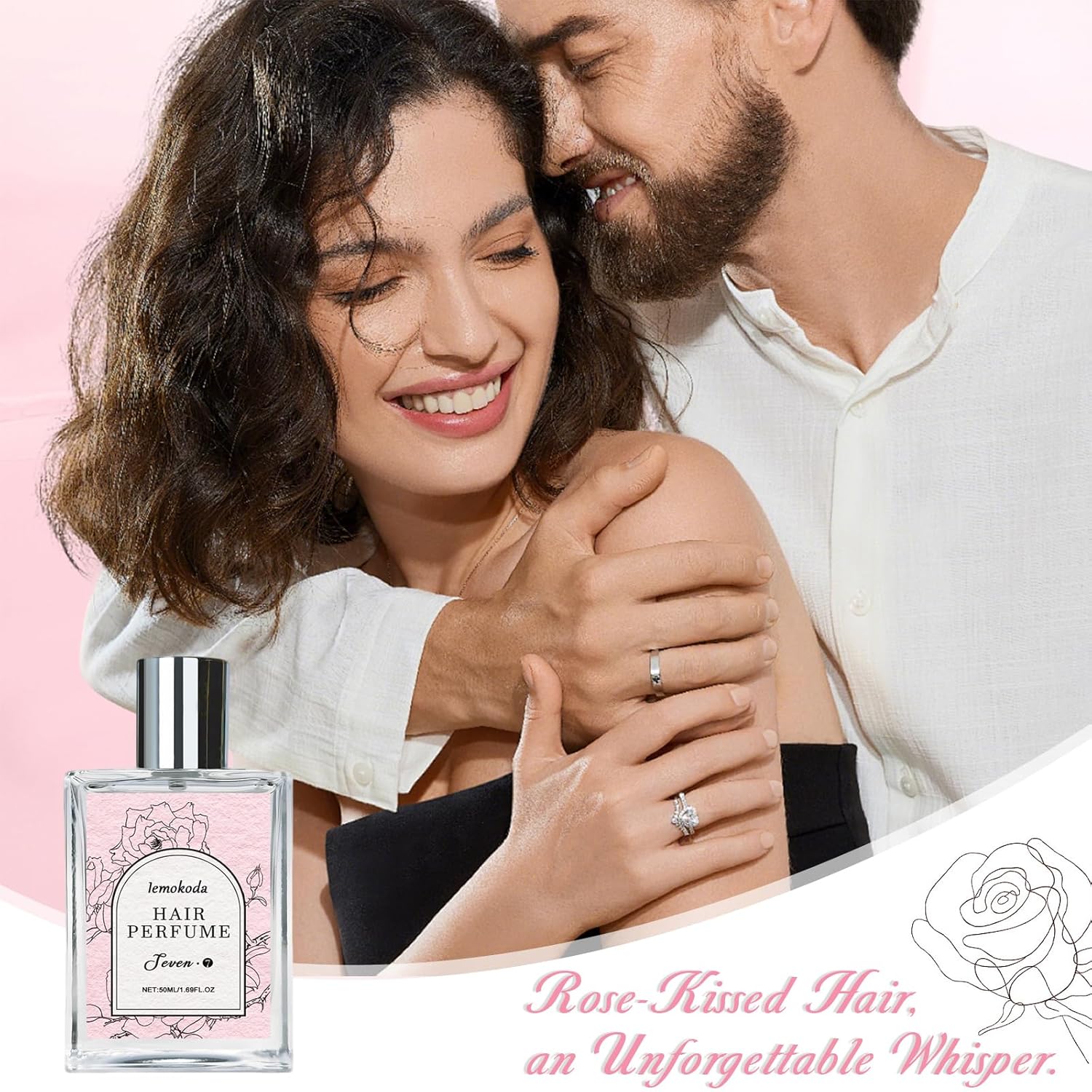Hair Perfume for Women - Long-Lasting Scent, Frizz Control & Odor-Eliminating Formula, Pheromone-Infused, Hair & Body Fragrance Mist, Perfume Oil Nourishes & Hydrates, Fresh Romantic Rose Scent image 7 of 7 B0F4DT343N