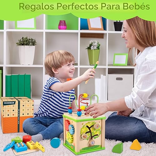 Miniatura 7 de Cubo de Actividades de Madera 7 en 1 Juguetes Montessori para Niños de 1, 2 y 3 Años Juguetes Educativos de Desarrollo para Bebés Regalos