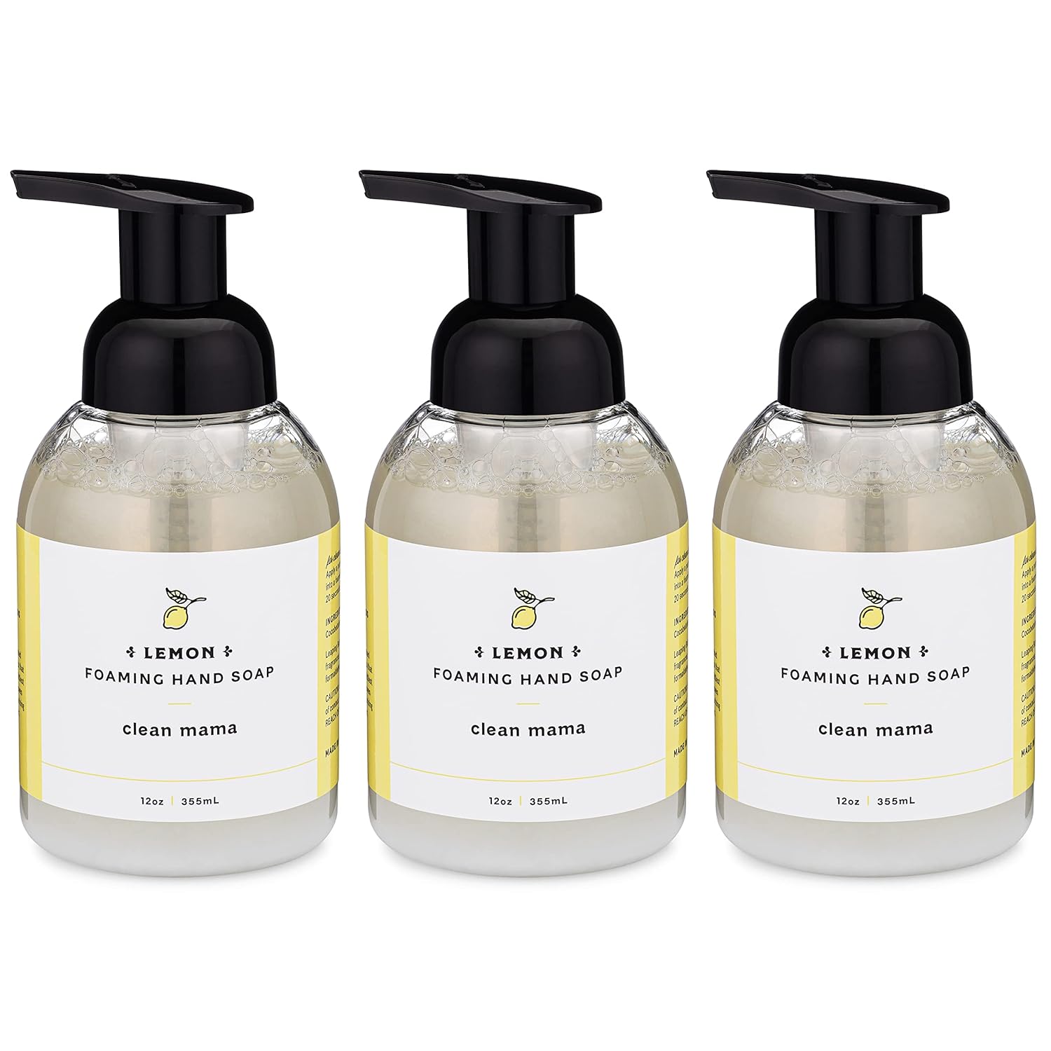 CLEAN MAMA Plant-Derived Foaming Hand Soap - Aromatic and Nourishing Hand Wash, Natural Essential Oils Infused - USDA Certified Biobased - 12 Ounce, Lavender, 3 Pack
