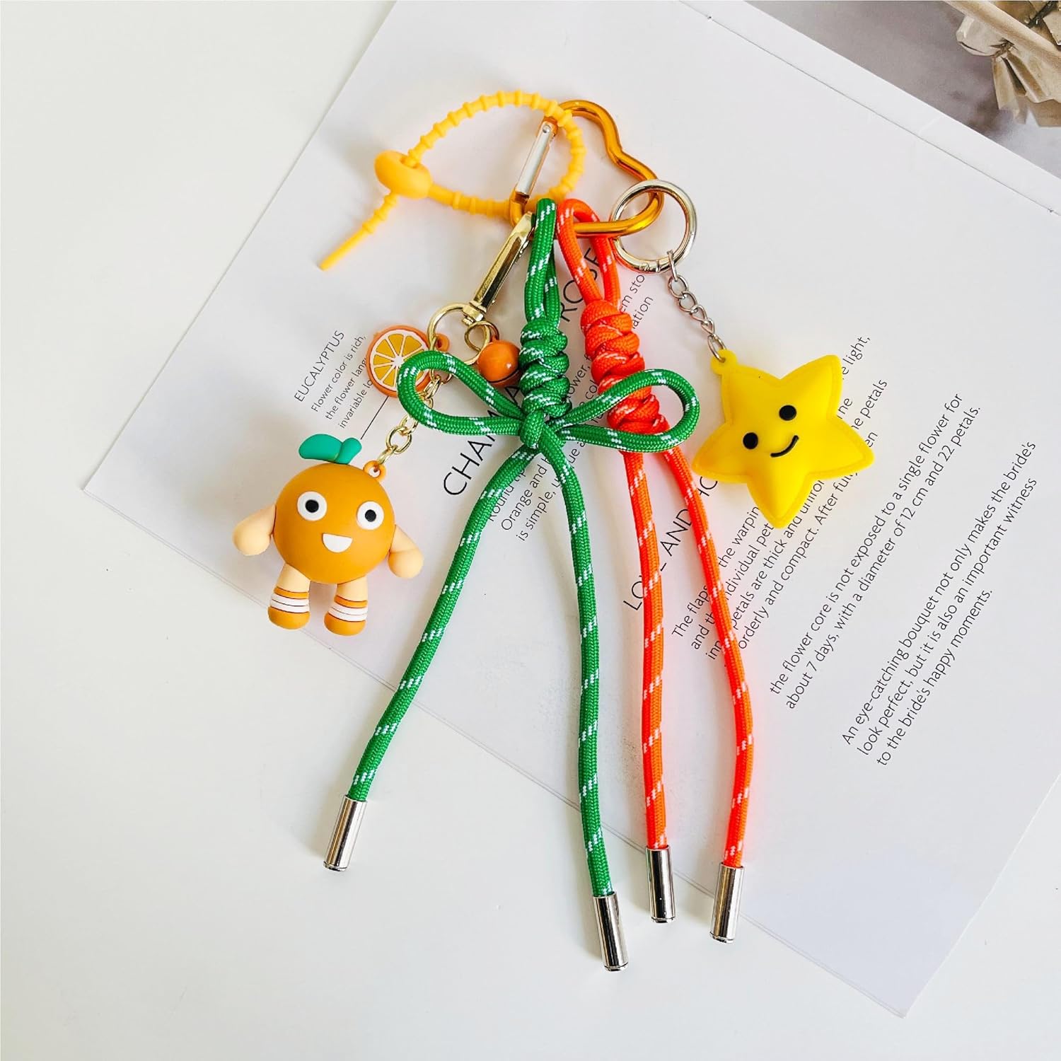 QTMY Cute Orange Star Rope Braided Keychain Bag Charms for Handbag Purse Backpack Accessories for Bogg Bag,741 - Image 3