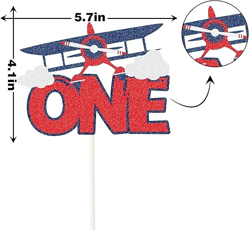 Miniatura 2 de LECAKTO Decoración para tarta, letrero de avión, Oh How Time Flies, decoración de fiesta de primer cumpleaños, decoración de fiesta de primer bebé