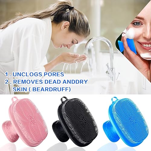 Miniatura 2 de SKVLF Limpiador facial de silicona, limpiador facial, exfoliante facial de silicona, cepillo de limpieza facial de silicona para mujeres y hombres,