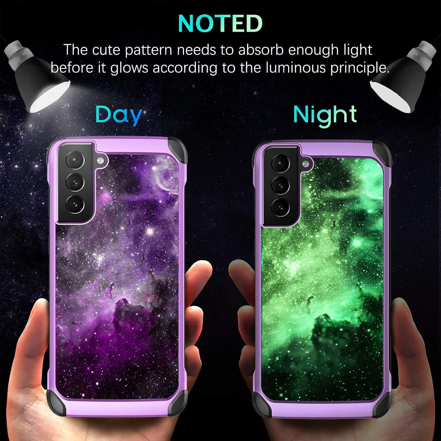 BENTOBEN Compatible with Samsung Galaxy S21 Plus Case 6.7",Slim Fit Glow in The Dark Shockproof Protective Hybrid Hard PC Soft TPU Bumper Drop Protection Girl Women Men Phone Cover,Nebula/Space Design